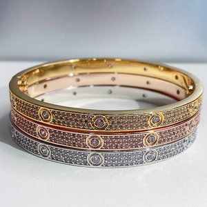 Shine Love V Stainless Steel Bracelets SET of  3 Zirconium